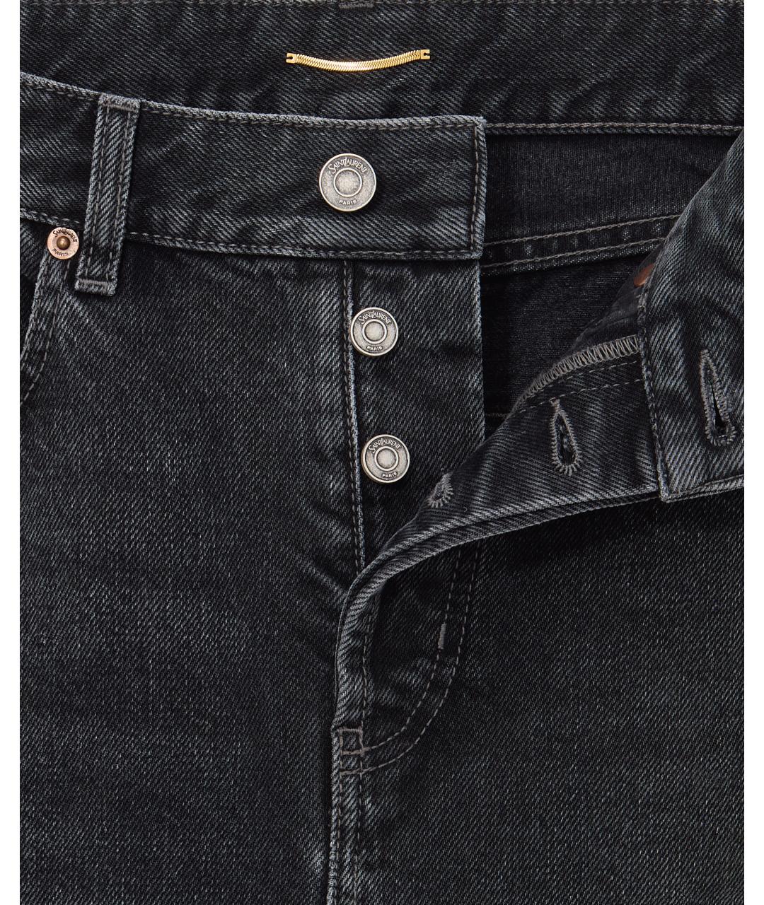 SAINT LAURENT Черные хлопковые прямые джинсы, фото 3