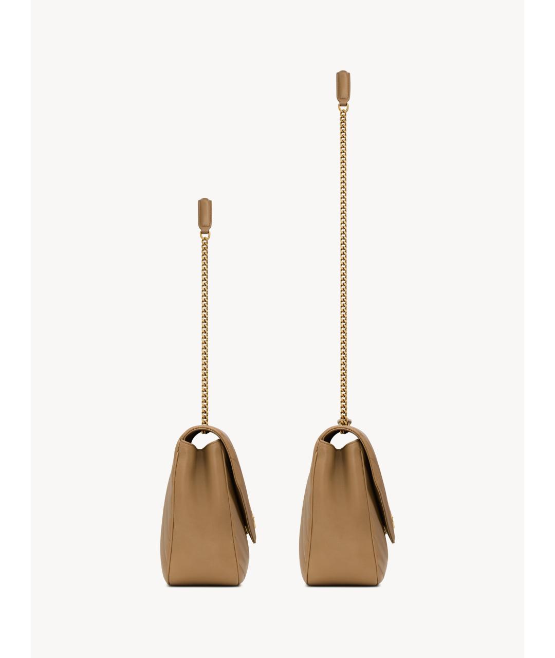 SAINT LAURENT Бежевая кожаная сумка через плечо, фото 4