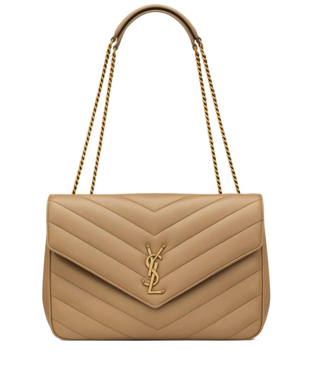SAINT LAURENT Бежевая кожаная сумка через плечо, фото 1