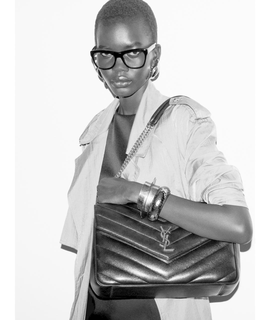 SAINT LAURENT Бежевая кожаная сумка через плечо, фото 3