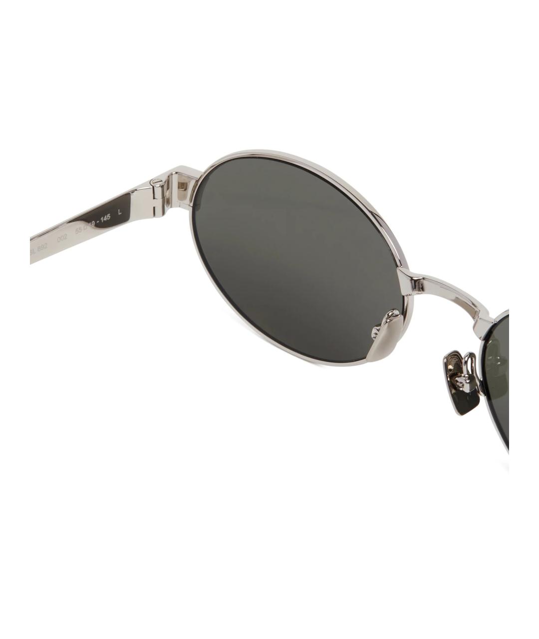 SAINT LAURENT Серебряные металлические солнцезащитные очки, фото 3