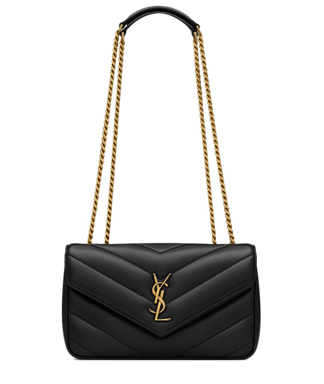 SAINT LAURENT Черная кожаная сумка через плечо, фото 1