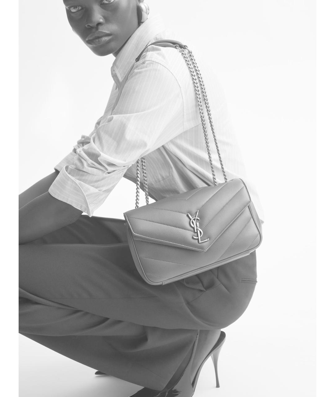 SAINT LAURENT Черная кожаная сумка через плечо, фото 4