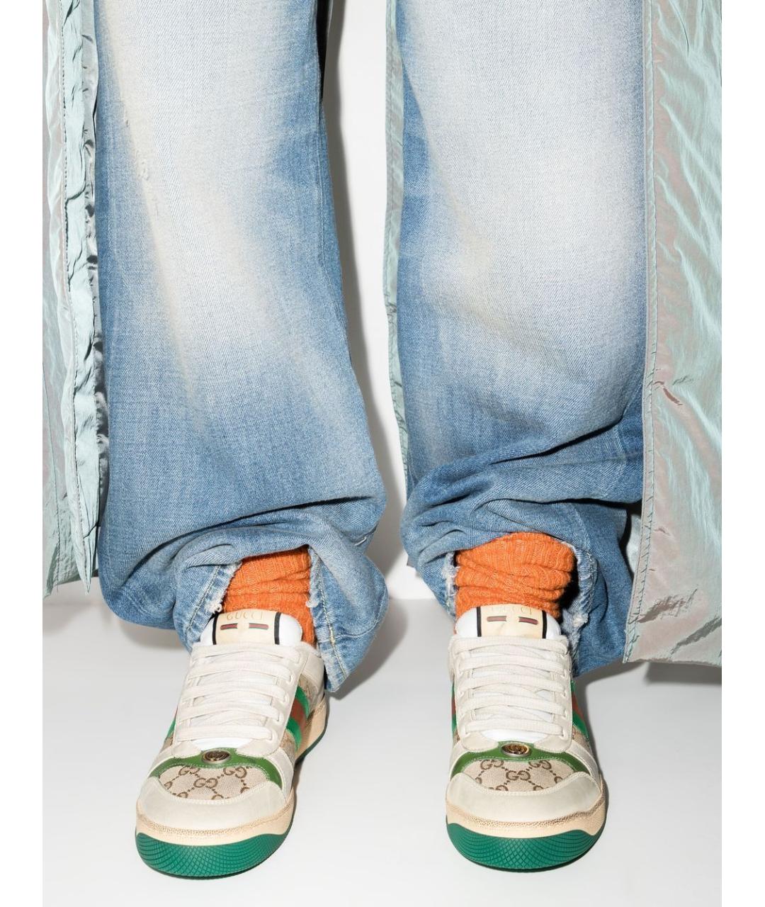 GUCCI Бежевые кожаные кроссовки, фото 3