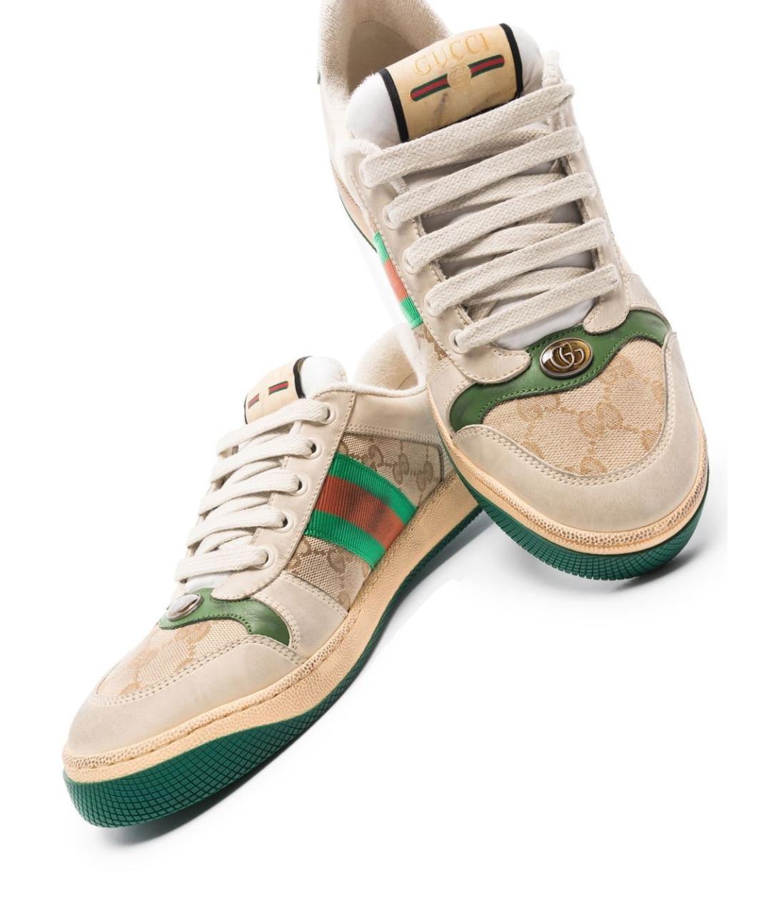 GUCCI Бежевые кожаные кроссовки, фото 2