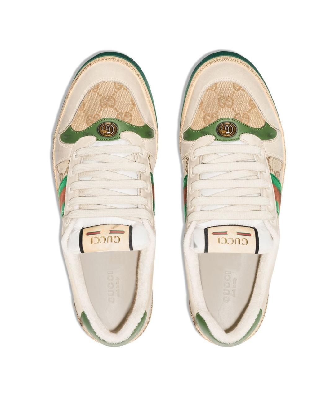 GUCCI Бежевые кожаные кроссовки, фото 4