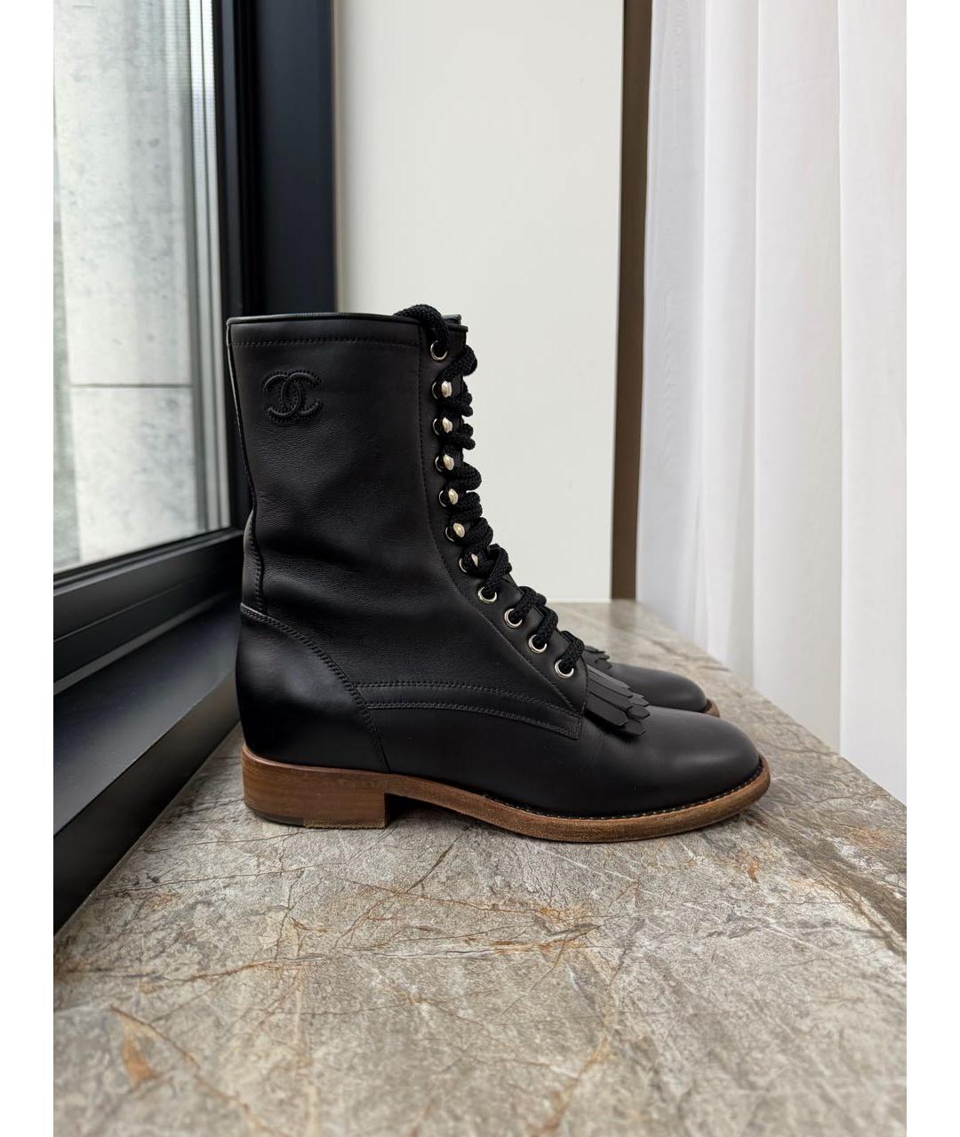 CHANEL Черные кожаные ботинки, фото 7