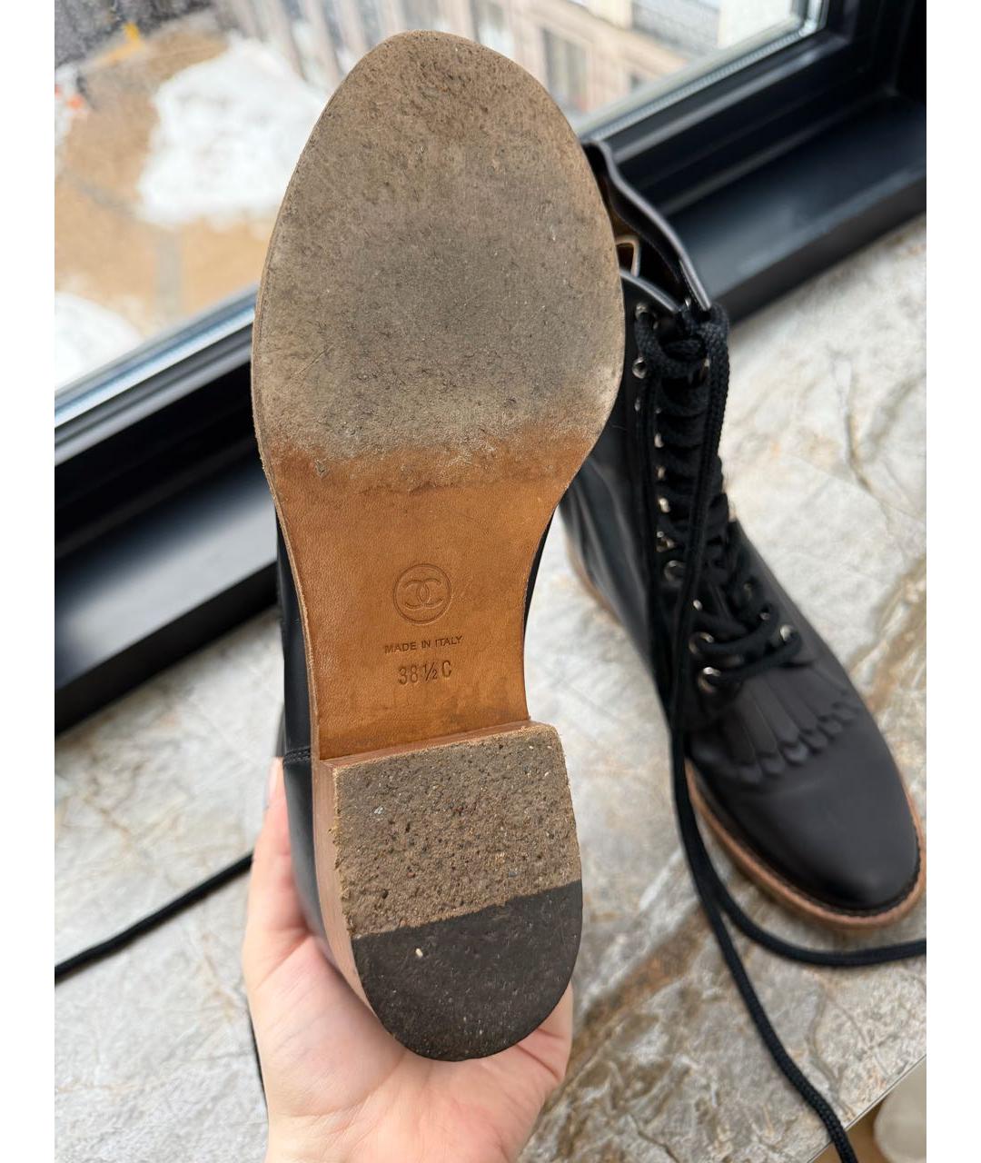 CHANEL Черные кожаные ботинки, фото 5