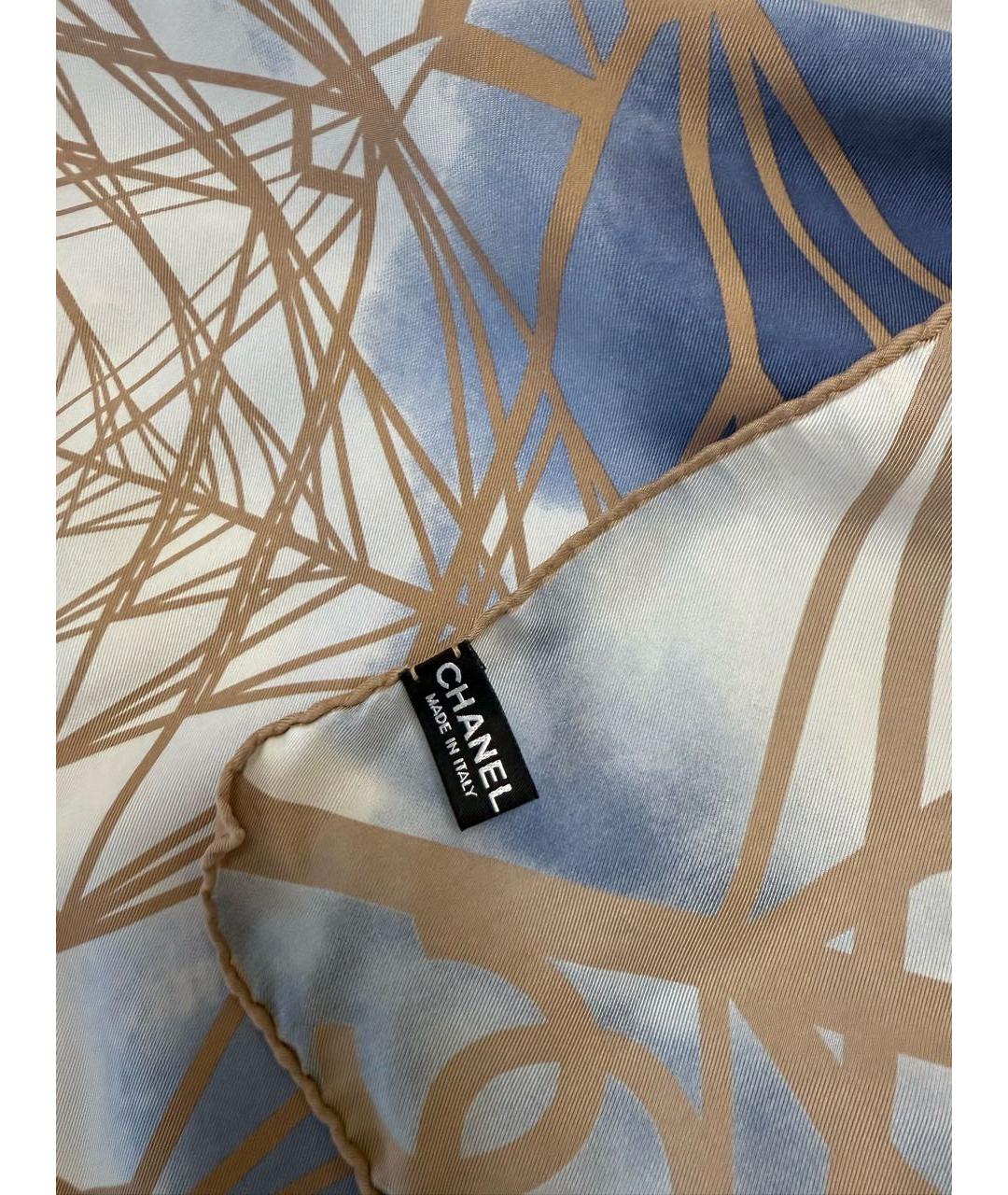 CHANEL Голубой шелковый платок, фото 2