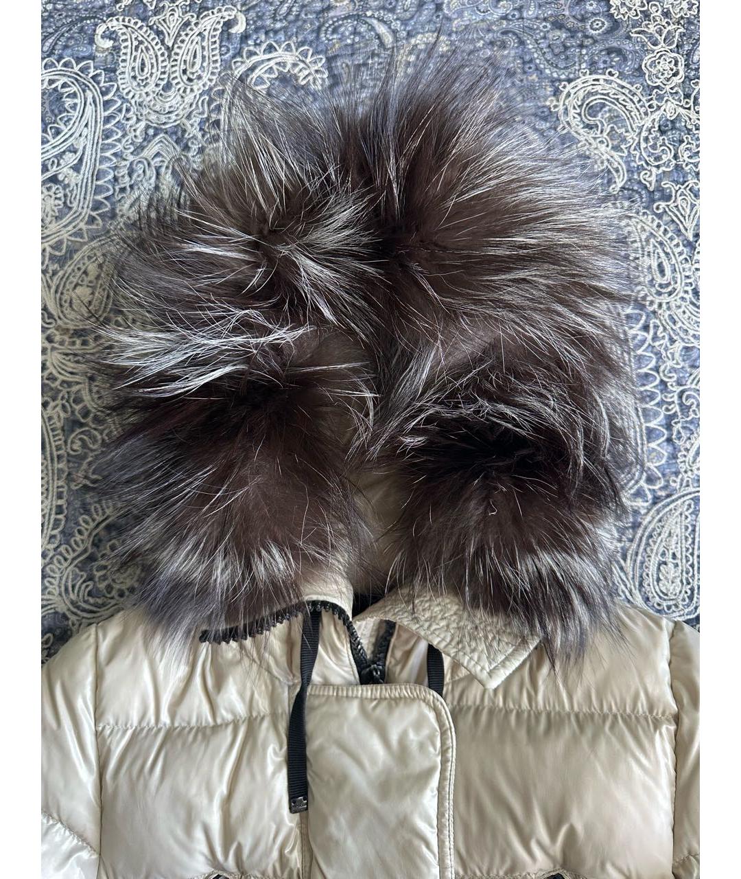 MONCLER Бежевый полиамидовый пуховик, фото 6