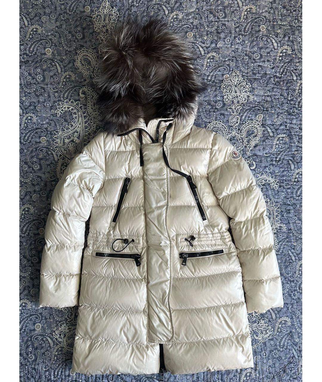 MONCLER Бежевый полиамидовый пуховик, фото 9