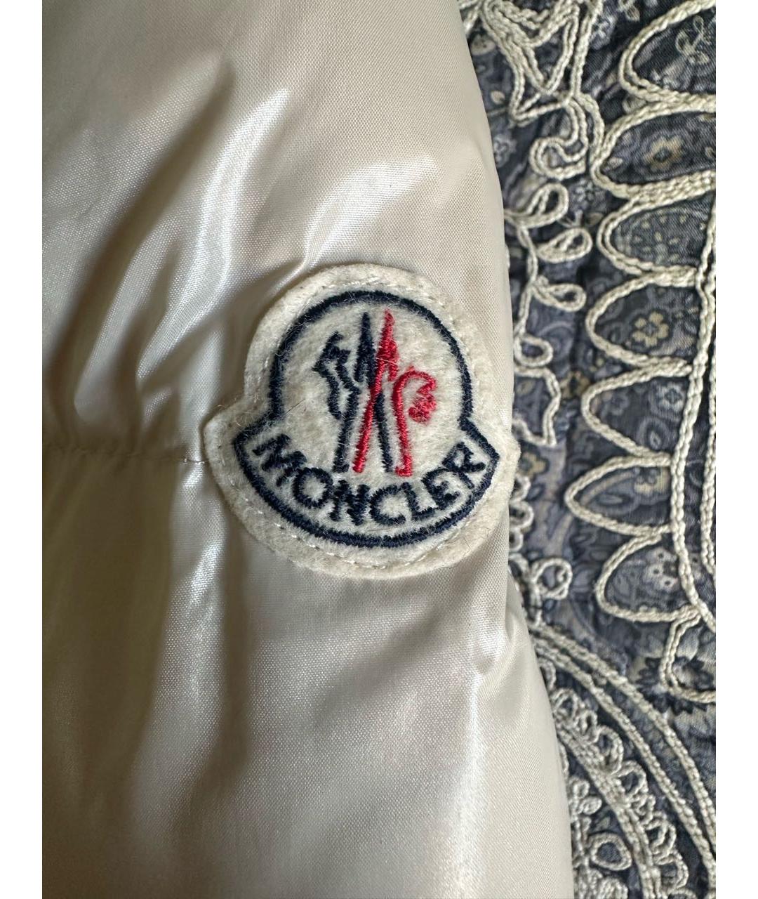 MONCLER Бежевый полиамидовый пуховик, фото 4