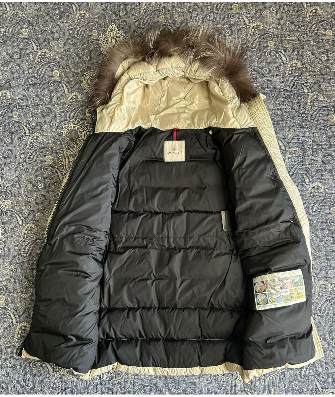 MONCLER Бежевый полиамидовый пуховик, фото 3