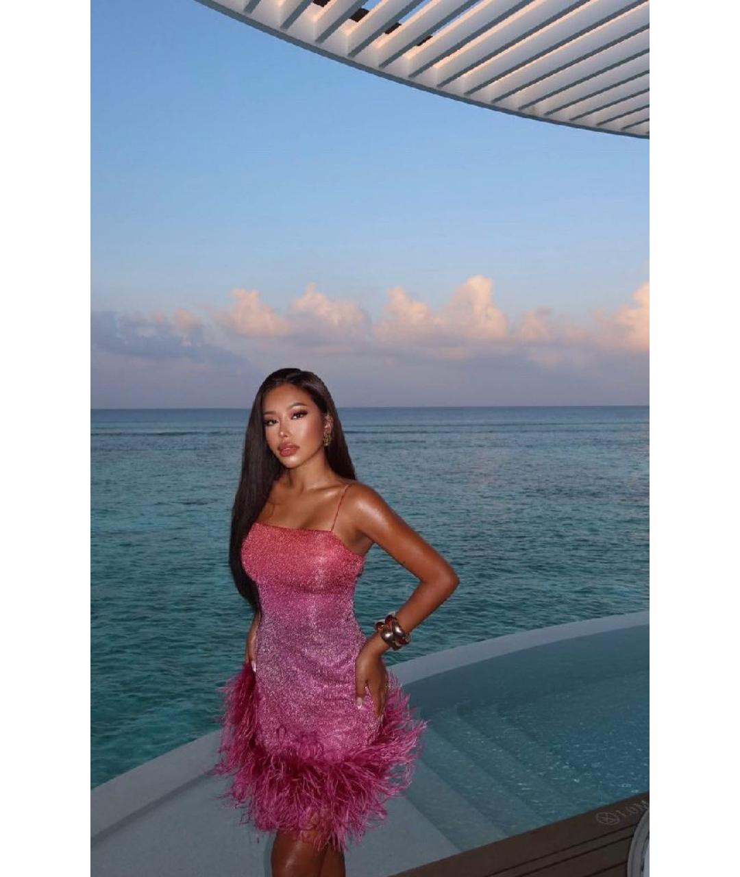 OSEREE Розовое полиамидовое коктейльное платье, фото 8