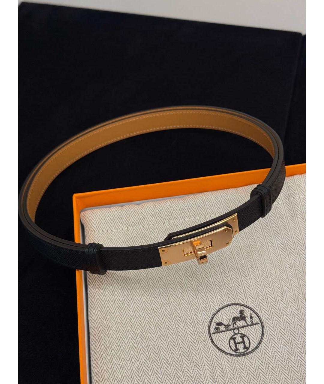 HERMES Черный кожаный ремень, фото 2