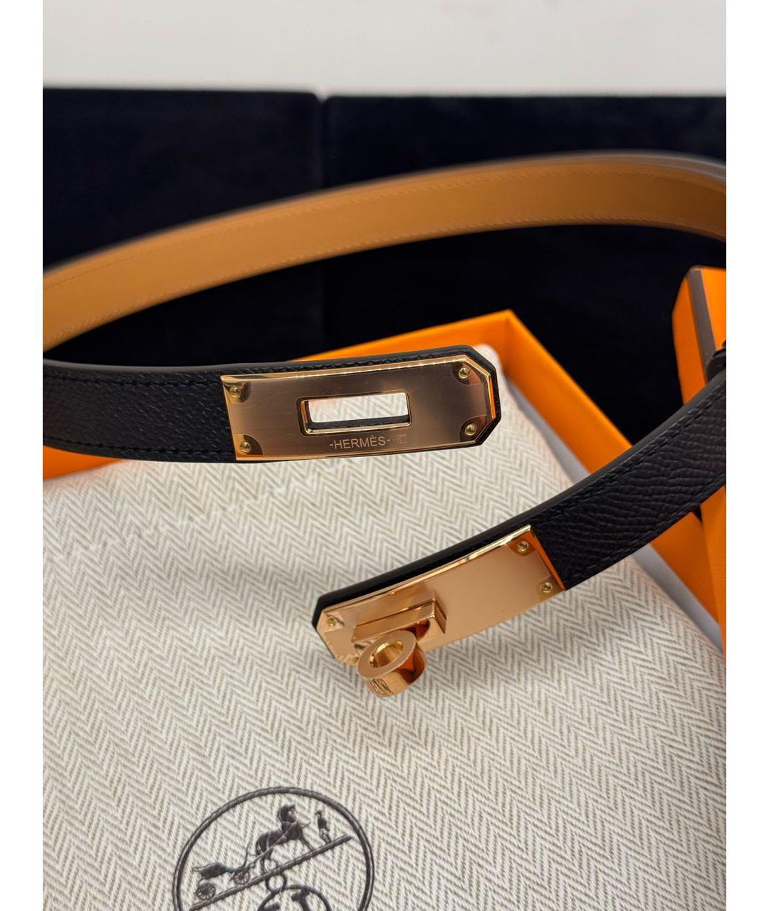 HERMES Черный кожаный ремень, фото 5