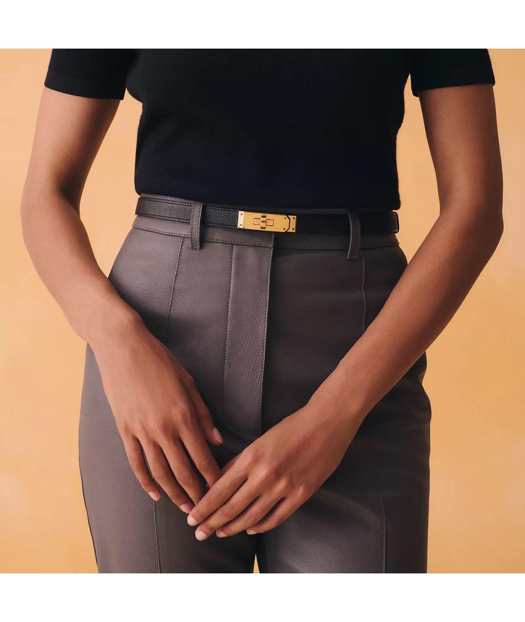 HERMES Черный кожаный ремень, фото 7