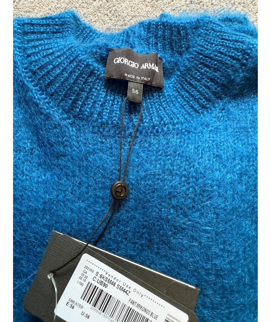 GIORGIO ARMANI Синий шерстяной джемпер / свитер, фото 3