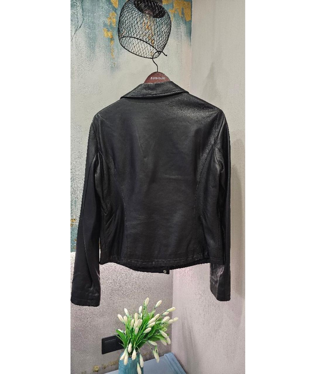 ARMANI JEANS Черная кожаная куртка, фото 2