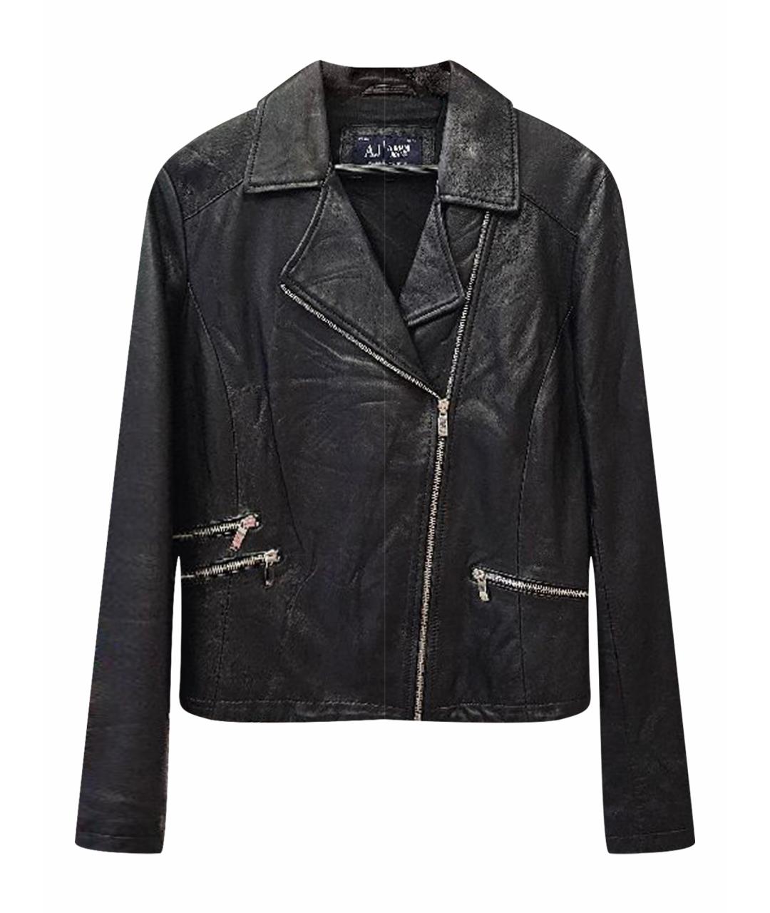 ARMANI JEANS Черная кожаная куртка, фото 1