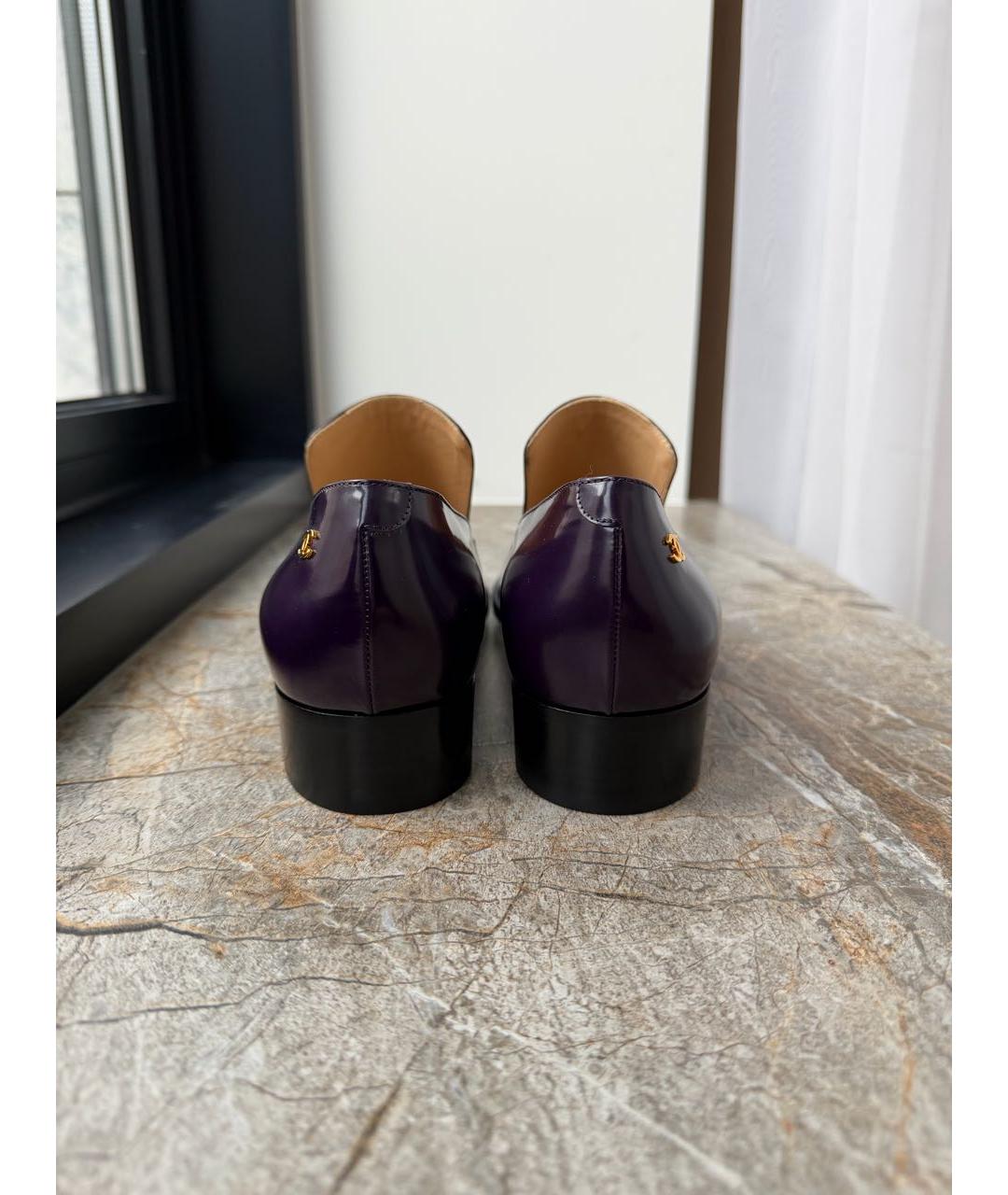 CHANEL Фиолетовые кожаные лоферы, фото 4