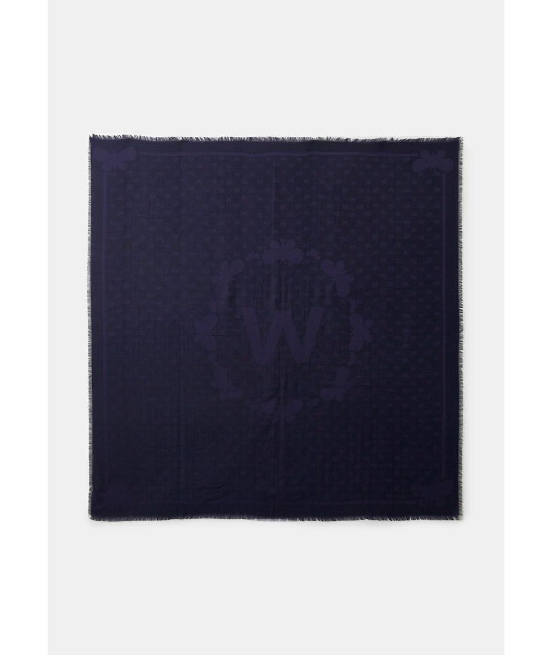 WEEKEND MAX MARA Темно-синий шерстяной шарф, фото 5
