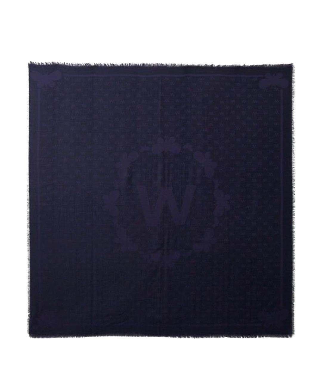 WEEKEND MAX MARA Темно-синий шерстяной шарф, фото 1