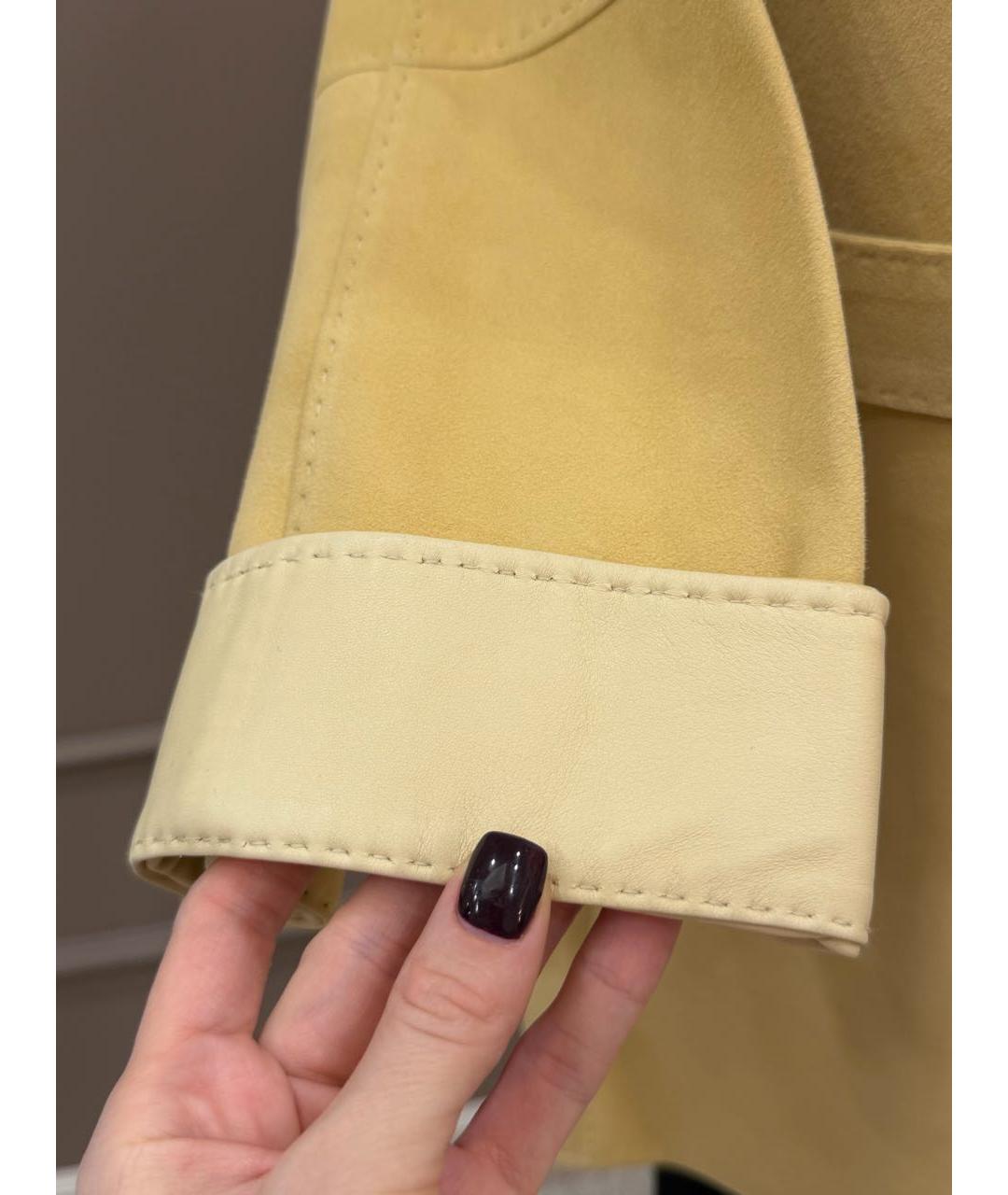 HERMES Желтое замшевое пальто, фото 3