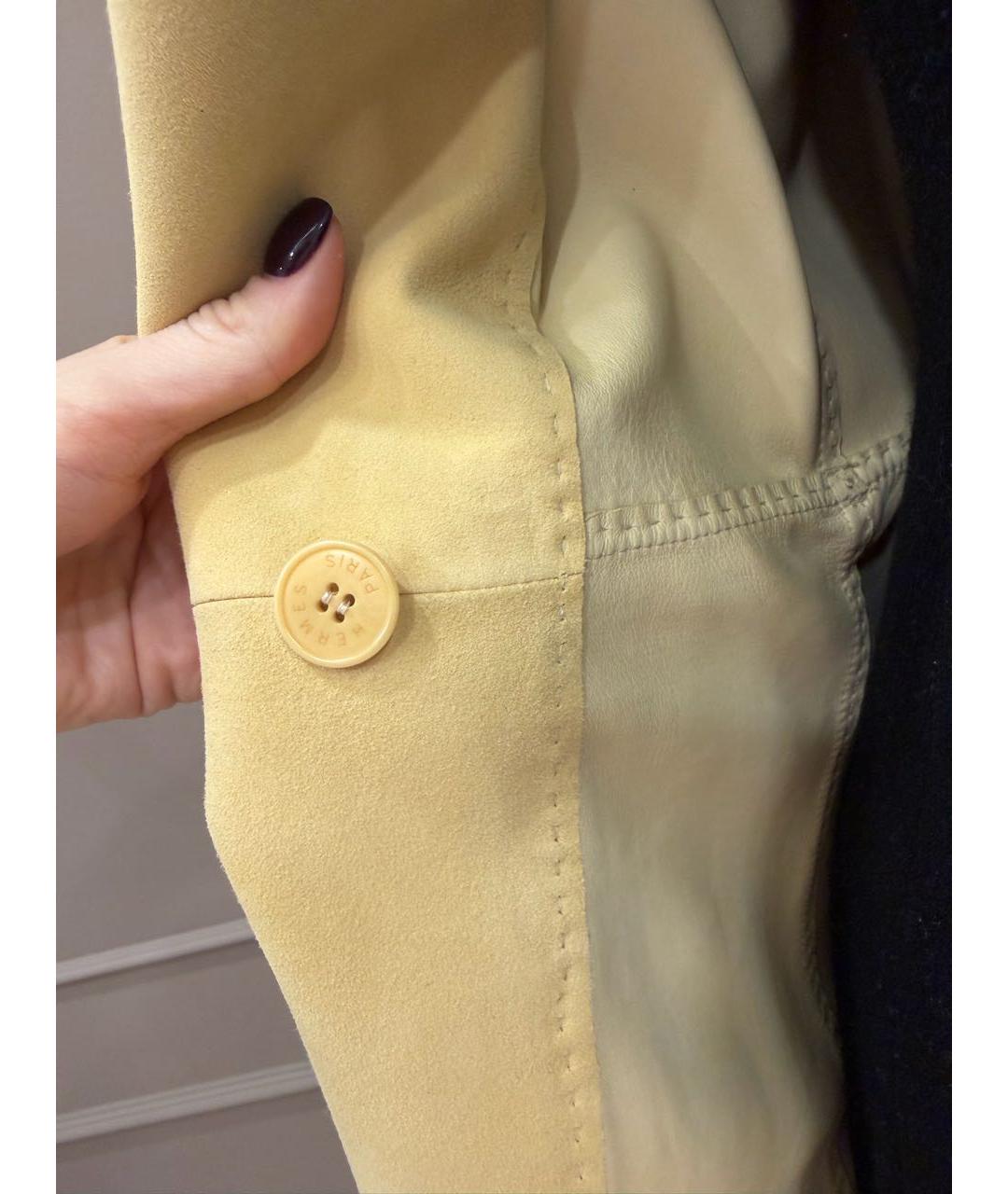 HERMES Желтое замшевое пальто, фото 7