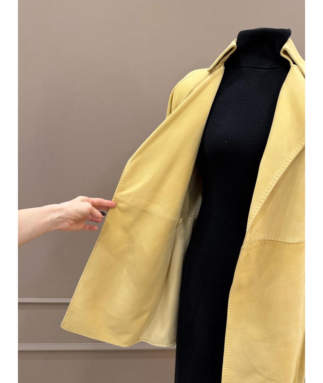HERMES Желтое замшевое пальто, фото 6