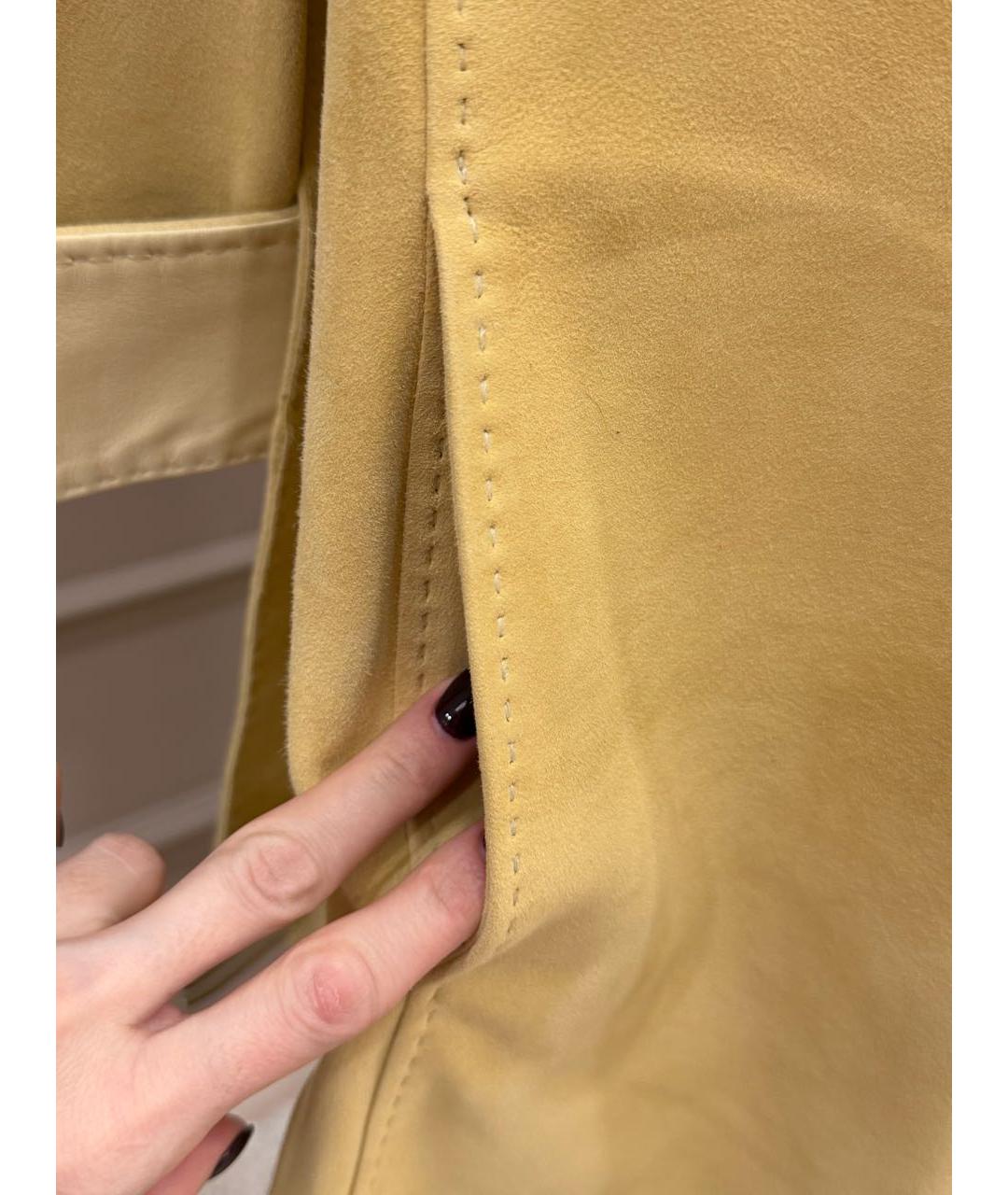 HERMES Желтое замшевое пальто, фото 5