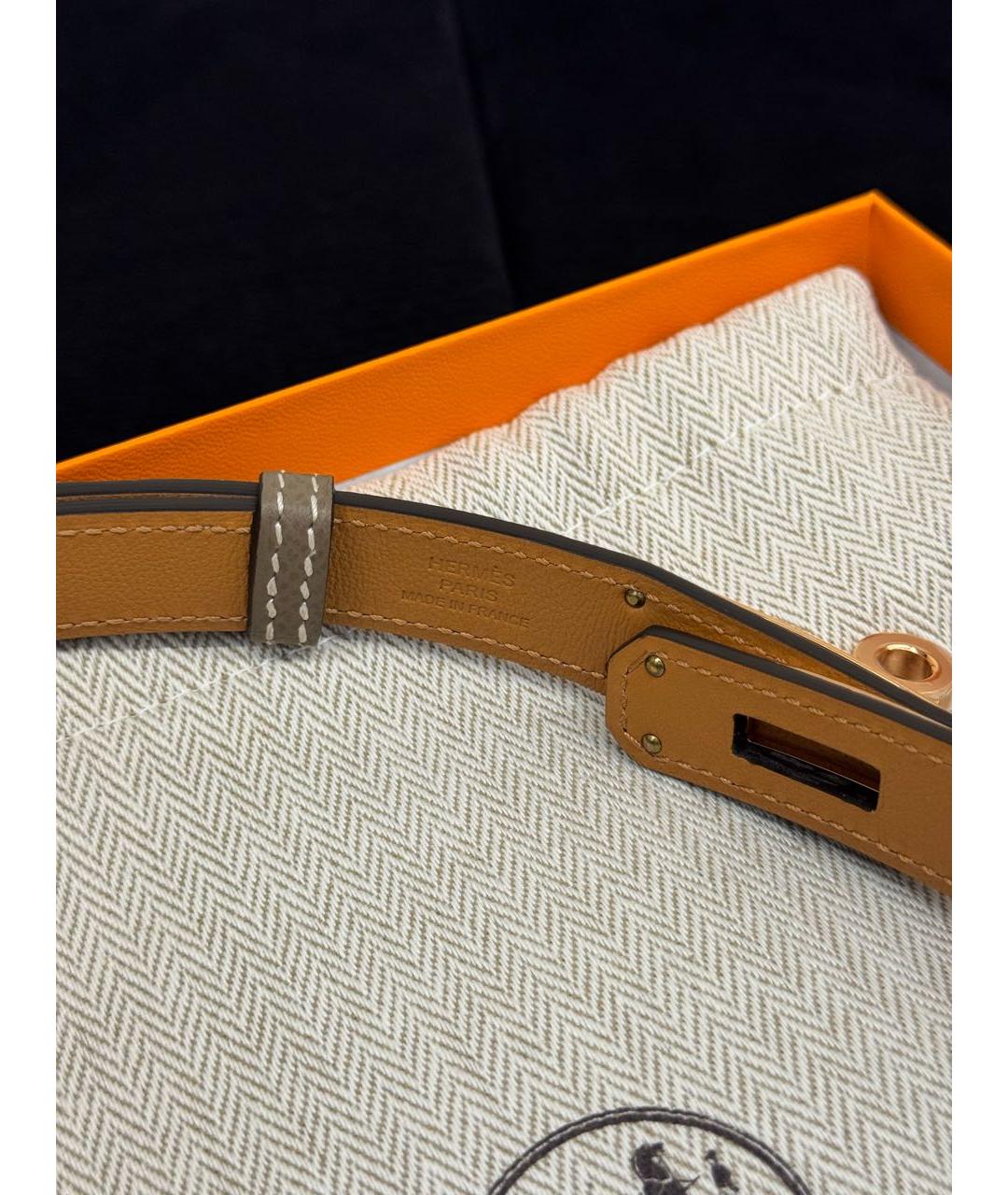 HERMES Бежевый кожаный ремень, фото 6