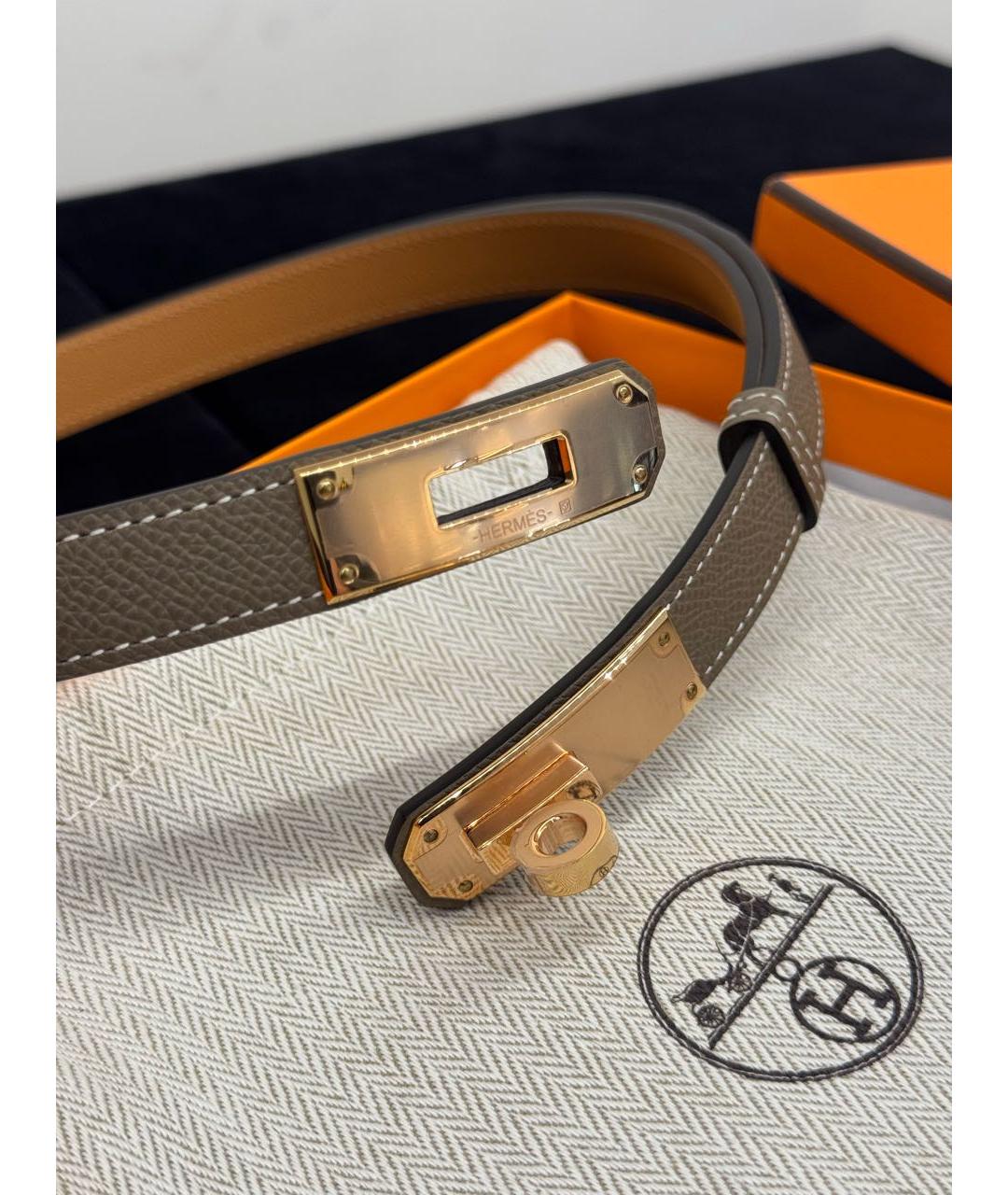 HERMES Бежевый кожаный ремень, фото 4
