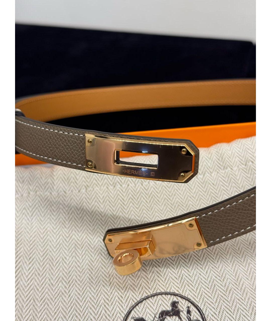 HERMES Бежевый кожаный ремень, фото 5