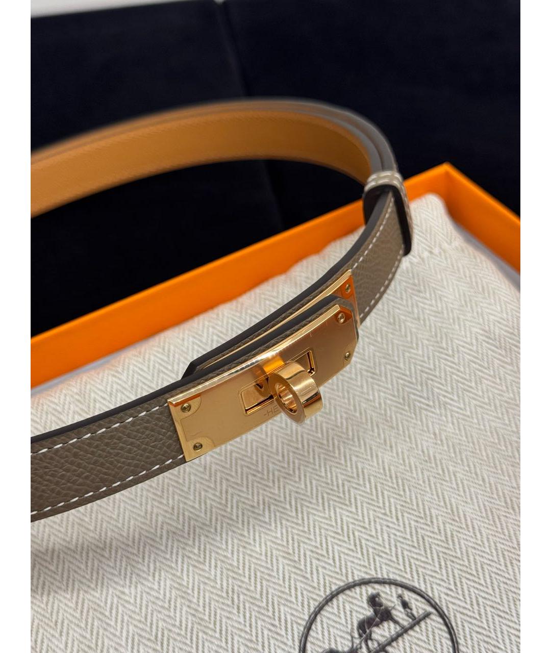 HERMES Бежевый кожаный ремень, фото 3