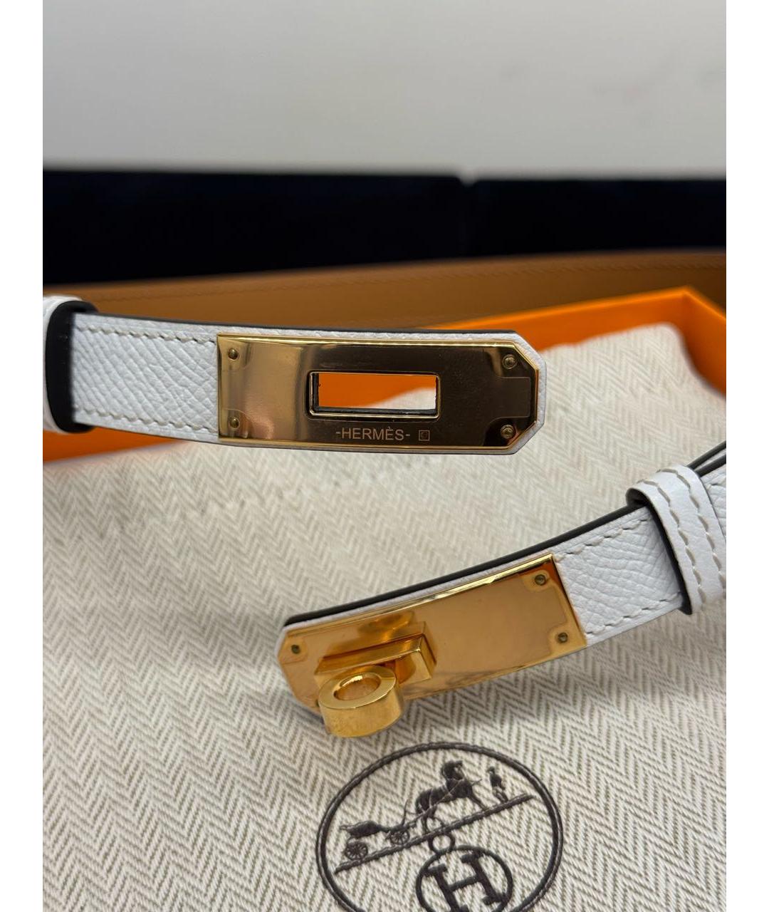 HERMES Белый кожаный ремень, фото 5