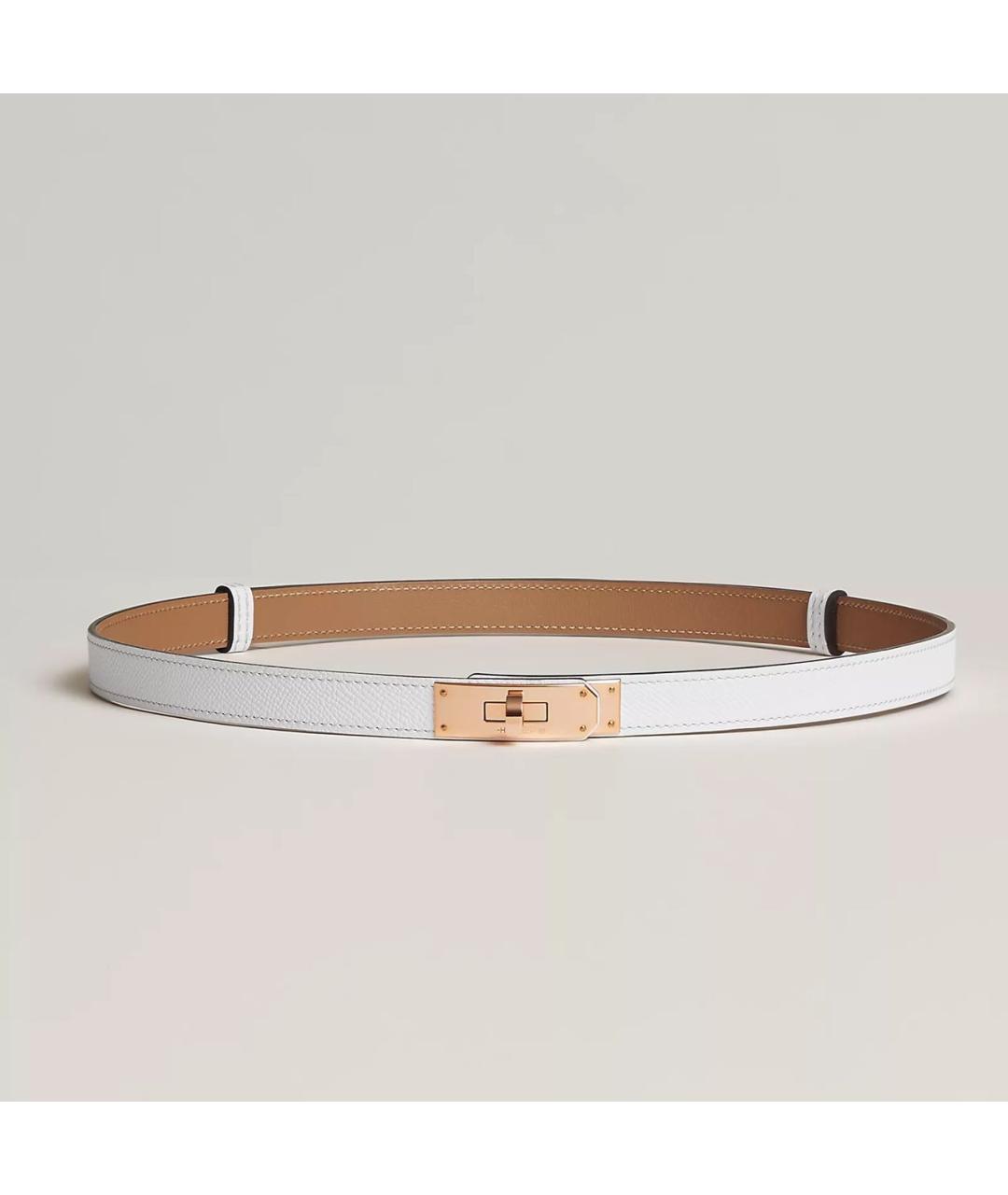 HERMES Белый кожаный ремень, фото 8