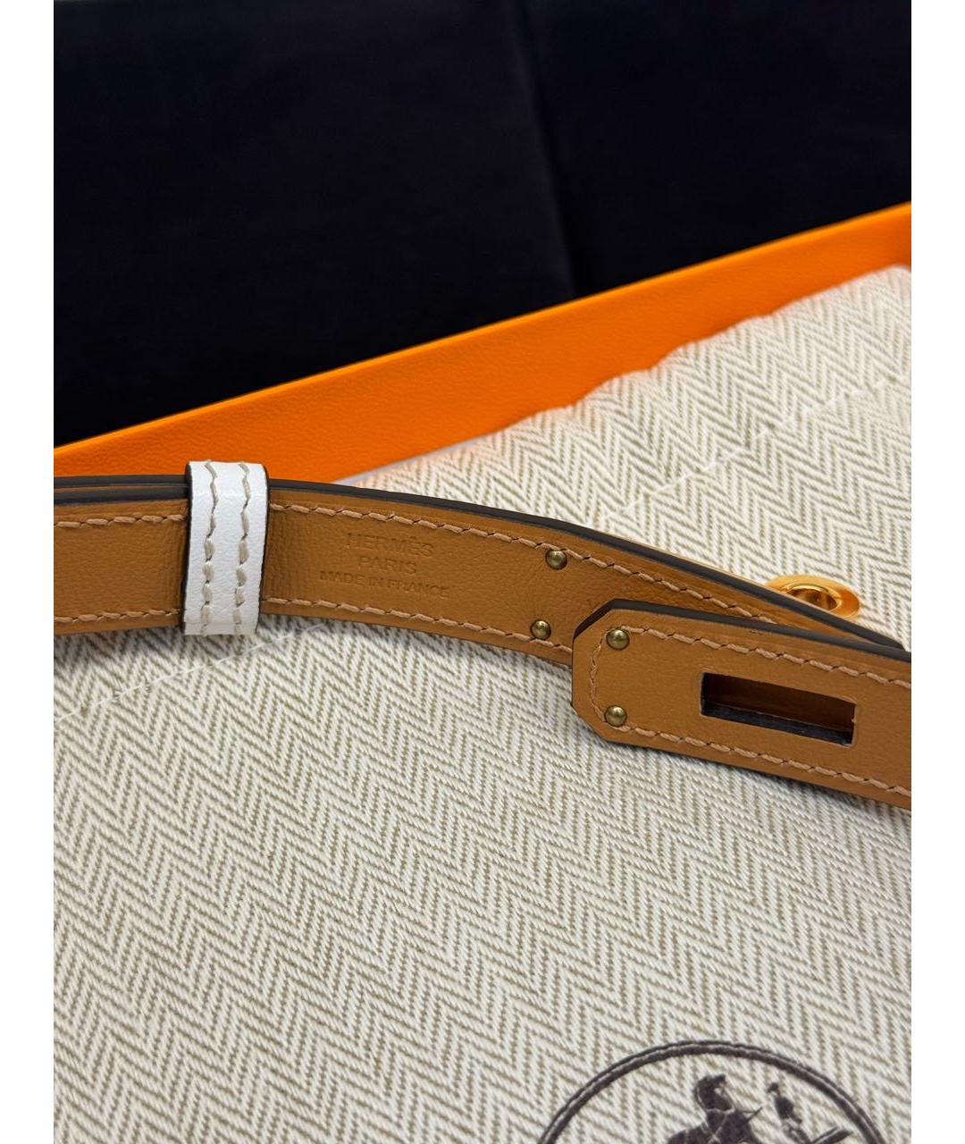 HERMES Белый кожаный ремень, фото 6