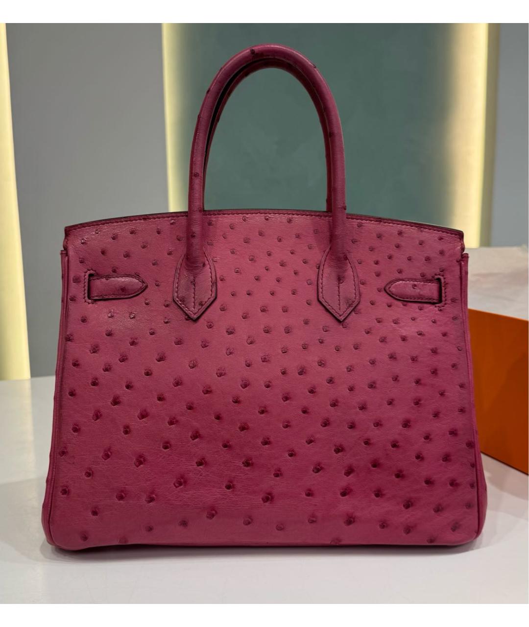 HERMES Розовая сумка с короткими ручками из экзотической кожи, фото 2