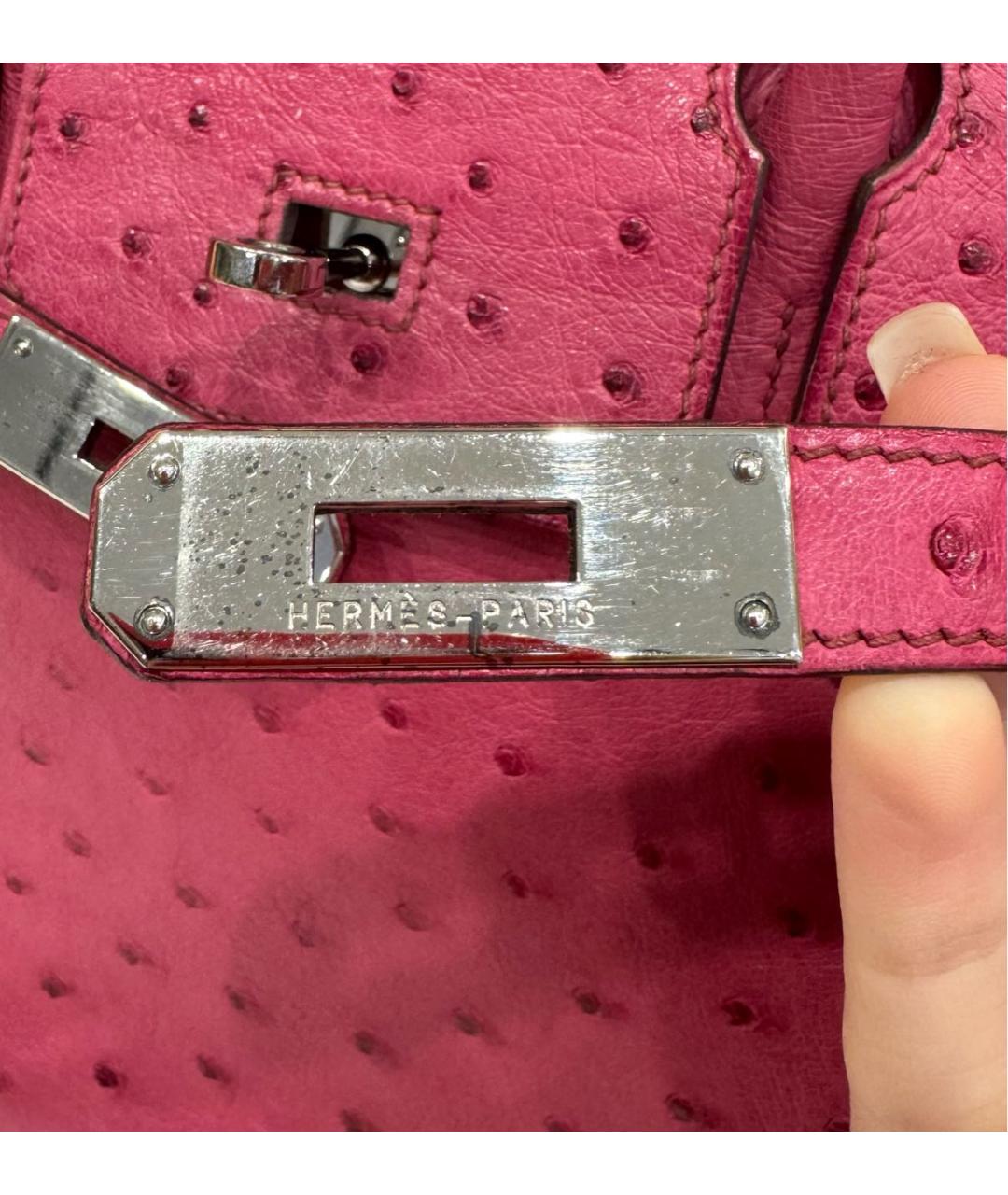 HERMES Розовая сумка с короткими ручками из экзотической кожи, фото 5