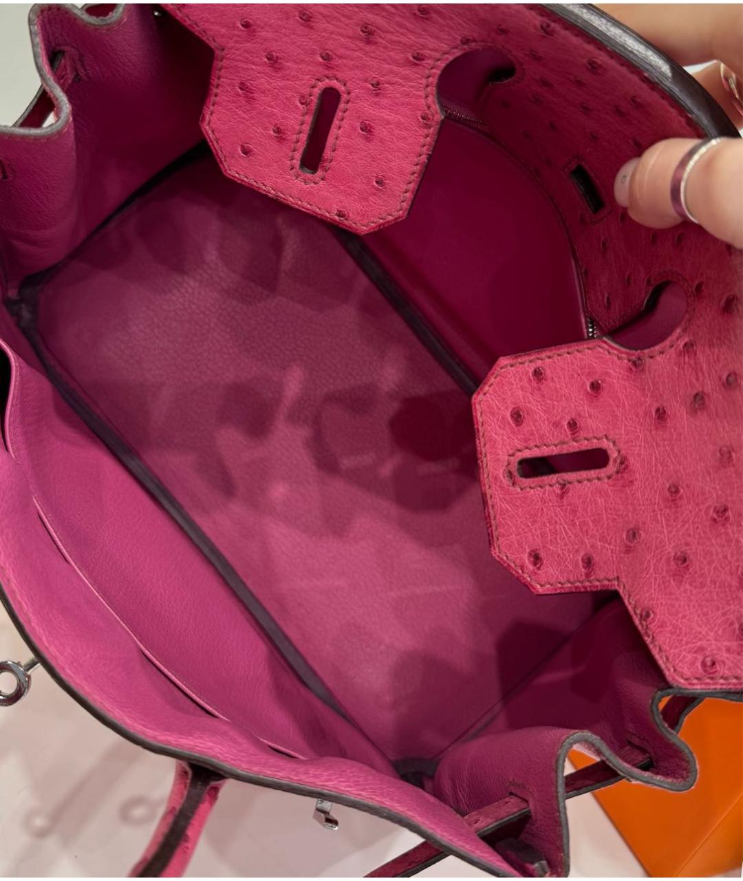 HERMES Розовая сумка с короткими ручками из экзотической кожи, фото 3