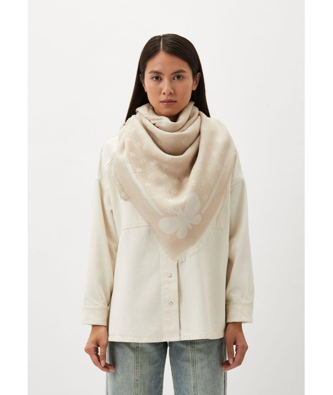 WEEKEND MAX MARA Бежевый шерстяной шарф, фото 2