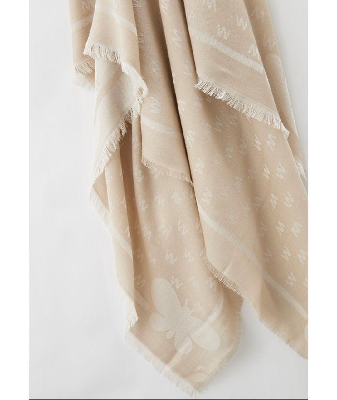 WEEKEND MAX MARA Бежевый шерстяной шарф, фото 4