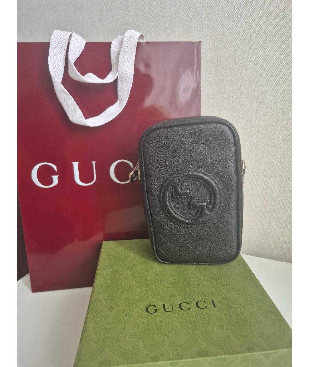 GUCCI Черная кожаная сумка через плечо, фото 3