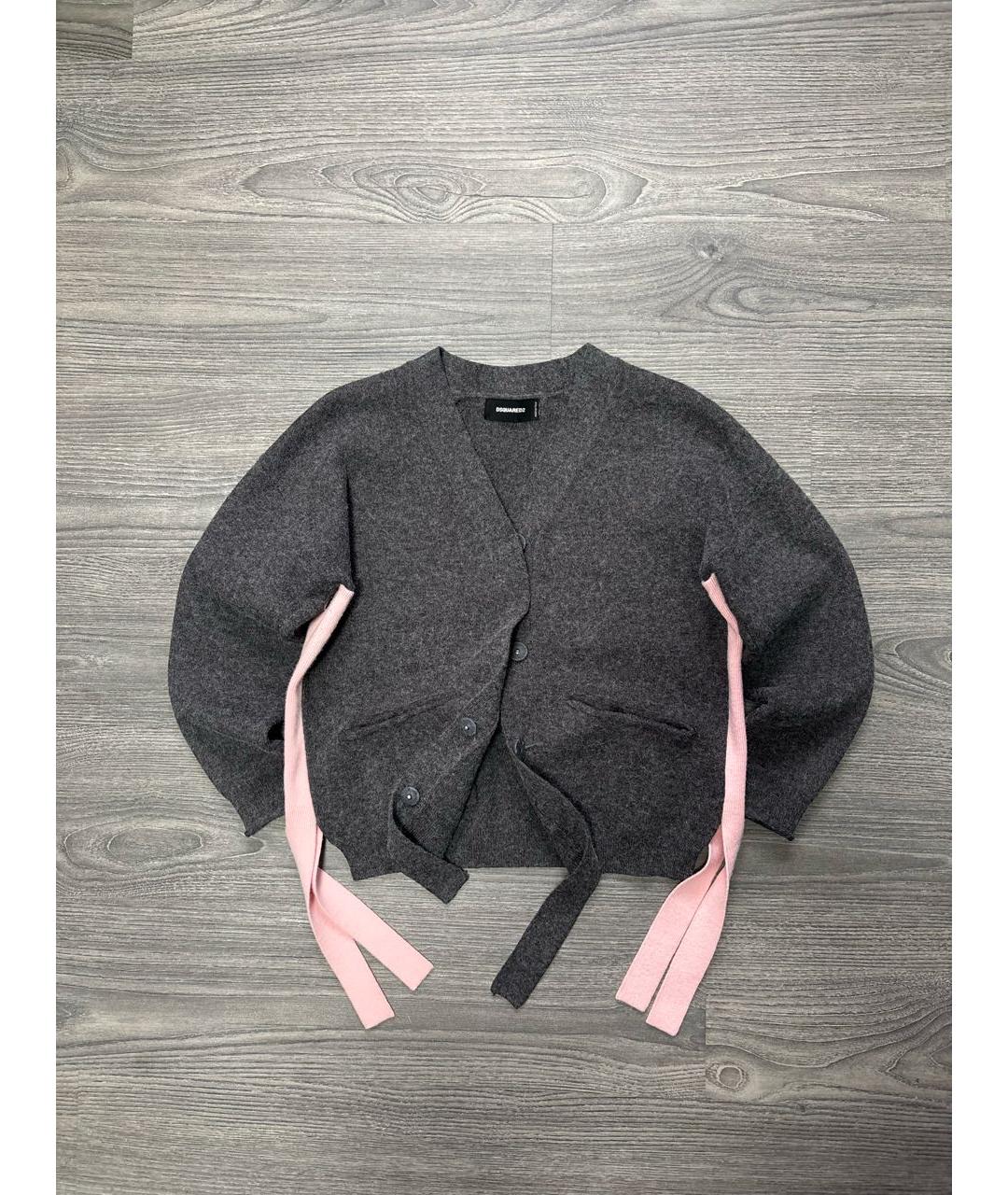 DSQUARED2 Серый шерстяной кардиган, фото 5