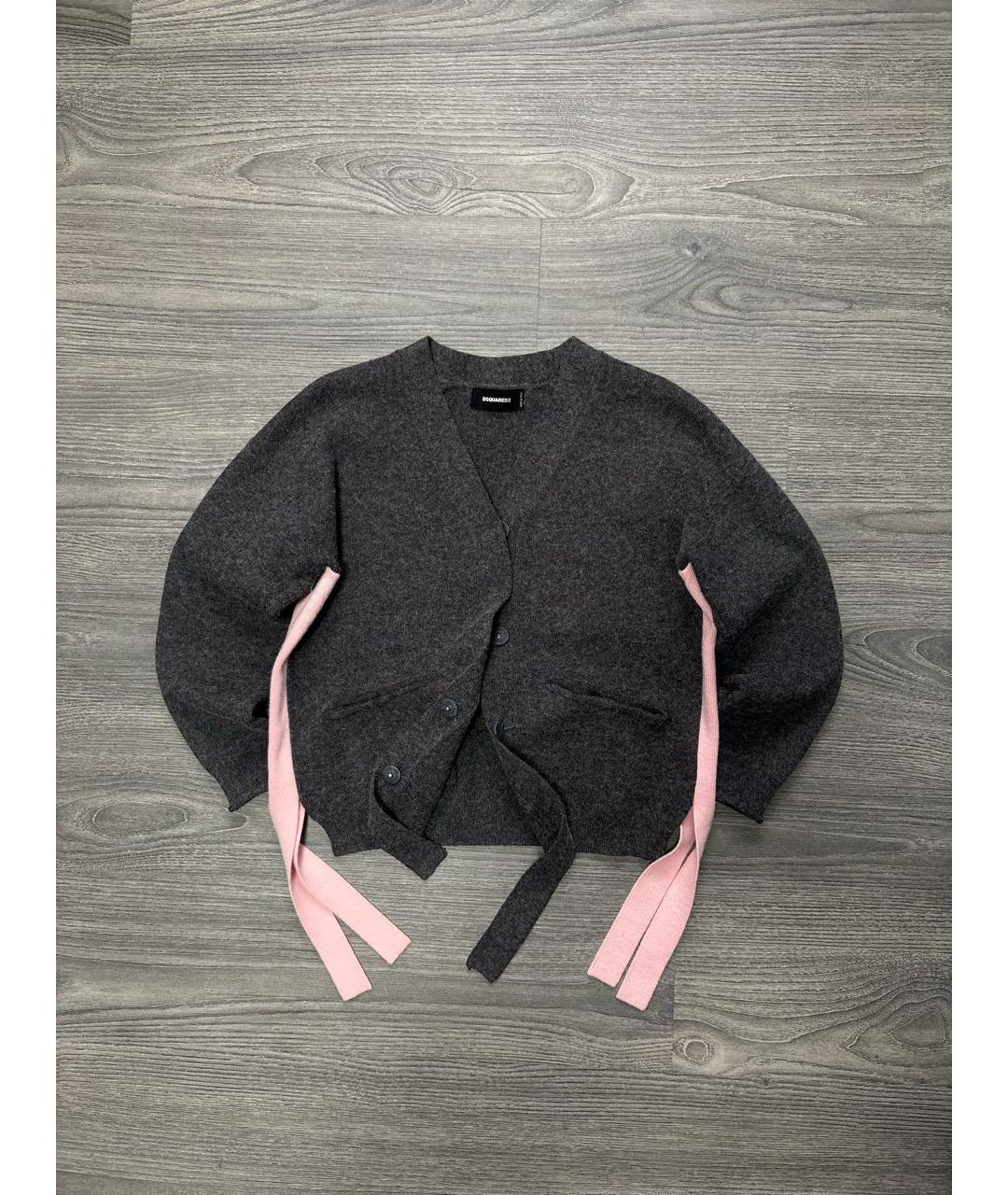 DSQUARED2 Серый шерстяной кардиган, фото 2