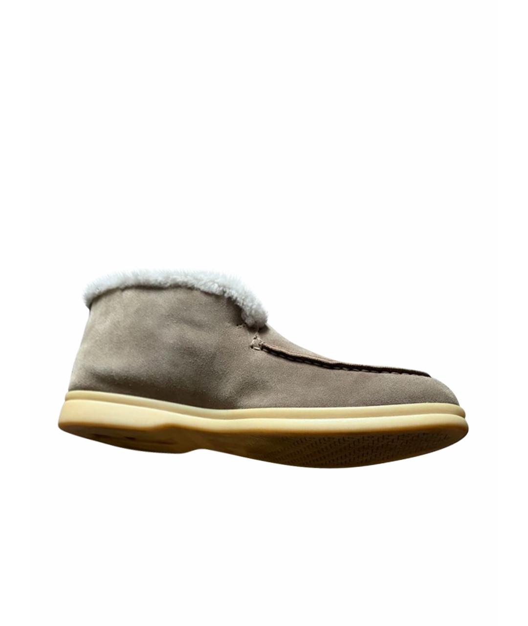 LORO PIANA Бежевые замшевые лоферы, фото 1