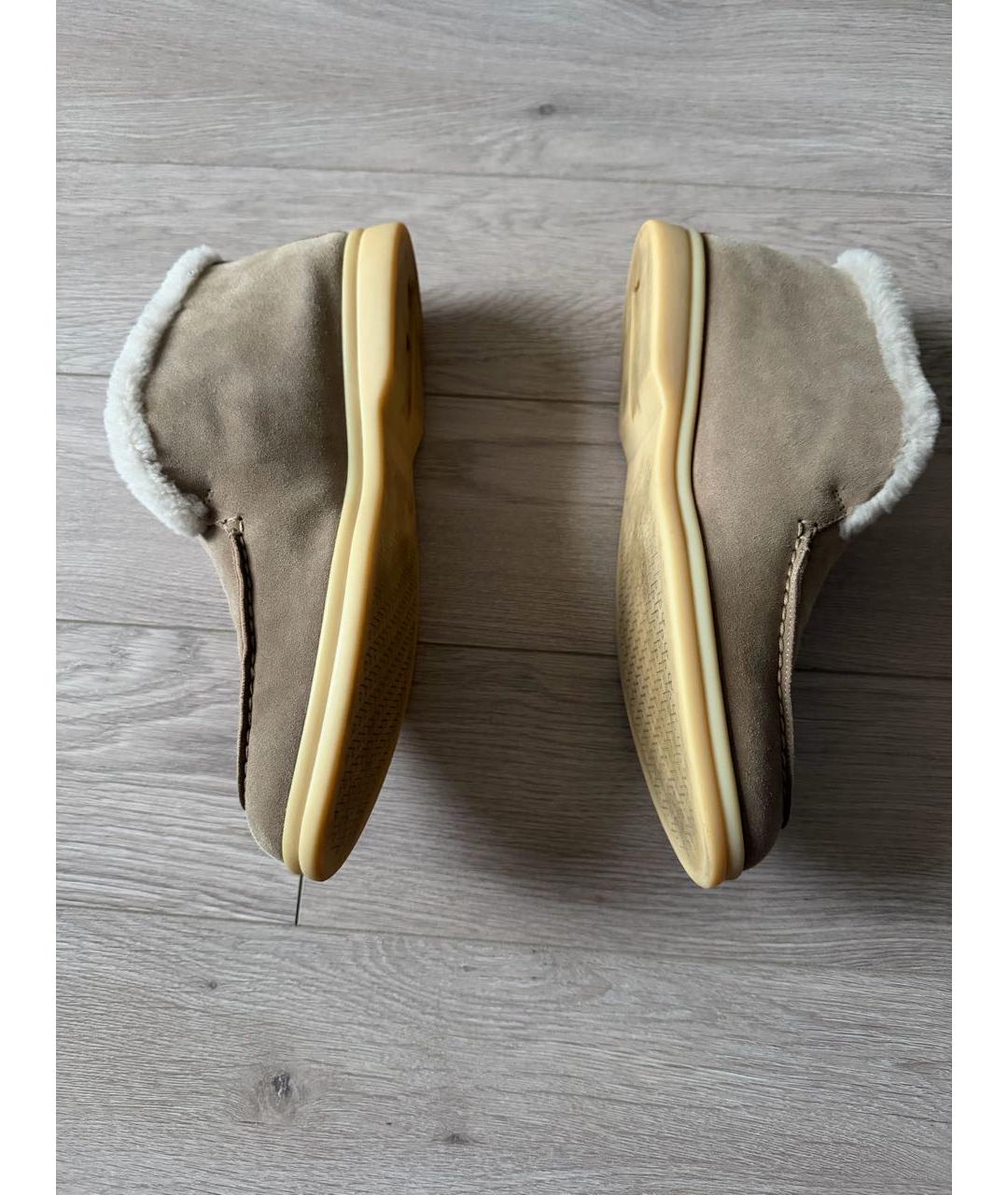 LORO PIANA Бежевые замшевые лоферы, фото 8