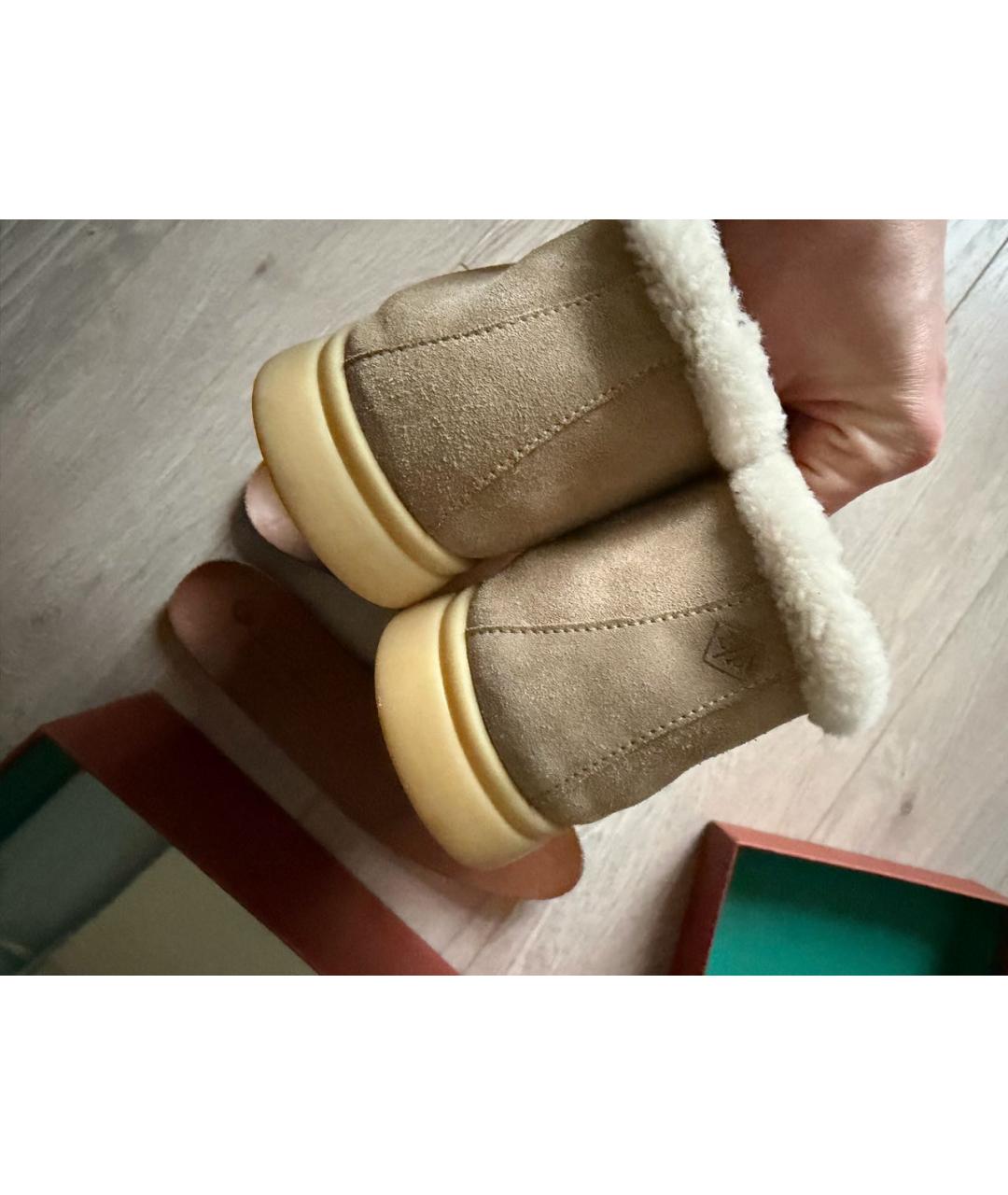 LORO PIANA Бежевые замшевые лоферы, фото 4