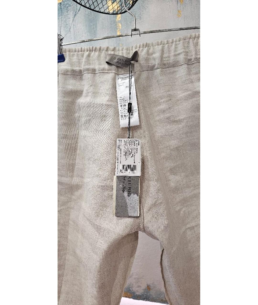 D.EXTERIOR Бежевые льняные прямые брюки, фото 3